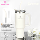 ROMANTIC CROWN Copo Térmico Inox Portátil 1200ml/600ml com Tampa e Canudo Garrafa Térmica Inoxidável