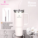ROMANTIC CROWN Copo Térmico Inox Portátil 1200ml/600ml com Tampa e Canudo Garrafa Térmica Inoxidável