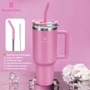 ROMANTIC CROWN Copo Térmico Inox Portátil 1200ml/600ml com Tampa e Canudo Garrafa Térmica Inoxidável
