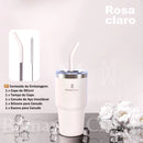ROMANTIC CROWN Copo Térmico Inox Portátil 1200ml/600ml com Tampa e Canudo Garrafa Térmica Inoxidável