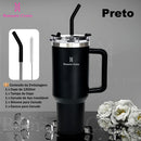 ROMANTIC CROWN Copo Térmico Portátil 1200ml/600ml com Tampa e Canudo Garrafa Térmica Inoxidável À prova de vazamentos