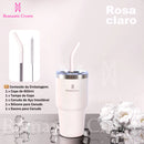 ROMANTIC CROWN Copo Térmico Portátil 1200ml/600ml com Tampa e Canudo Garrafa Térmica Inoxidável À prova de vazamentos