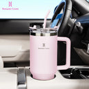 ROMANTIC CROWN Copo Térmico Portátil 1200ml/600ml com Tampa e Canudo Garrafa Térmica Inoxidável À prova de vazamentos